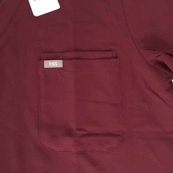 NWT FIGS LEON 2 Pocket Burgundy Scrubs Shirt Top - Picture 7 of 8
